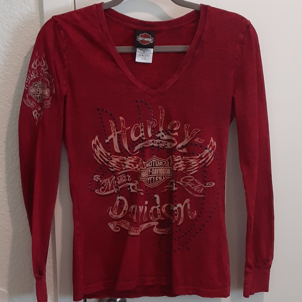 Harley Davidson Long sleeve Vneck tshirt